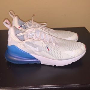 Blue and white NIKE 270